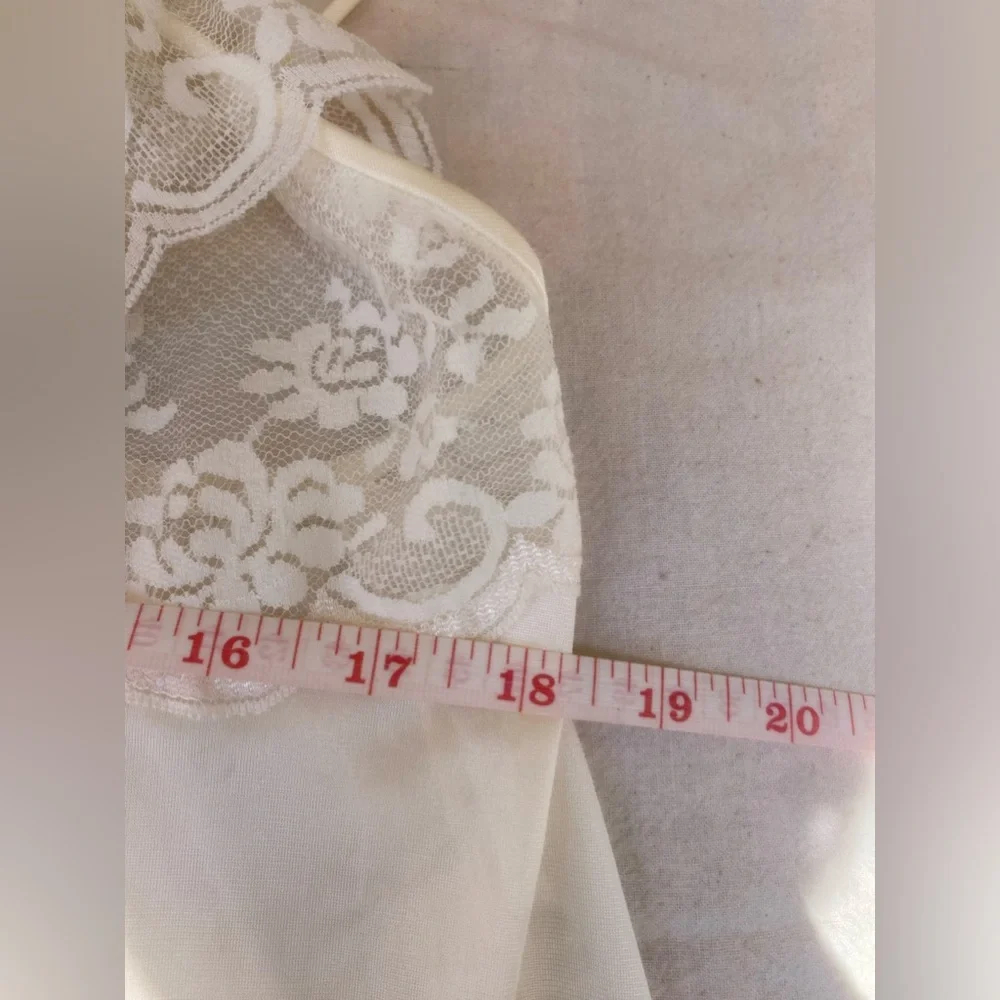 vtg maidenform negligée lace set nightgown robe silky union made usa ivory sz. s - Picture 12 of 16